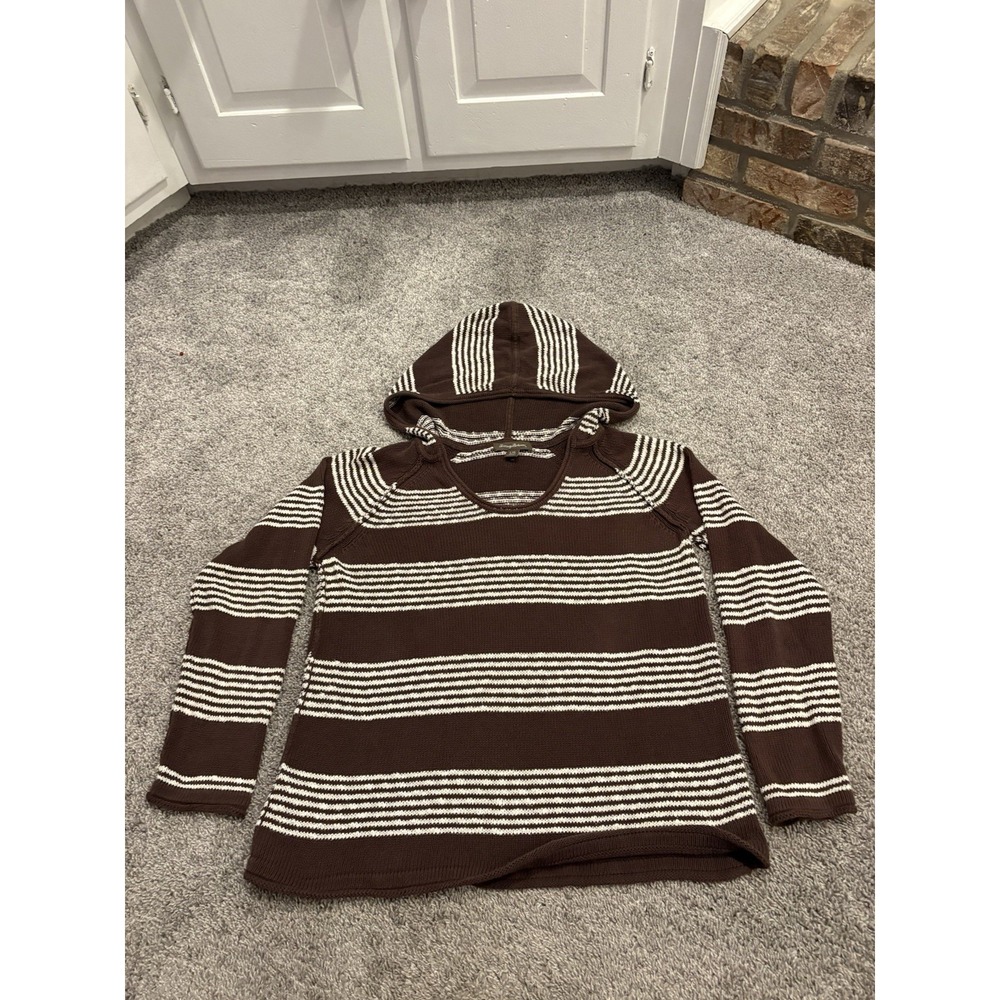 Tommy Bahama Roll Scoop Neck Long Sleeve Cable Knit Cotton Hoodie Sweater Large